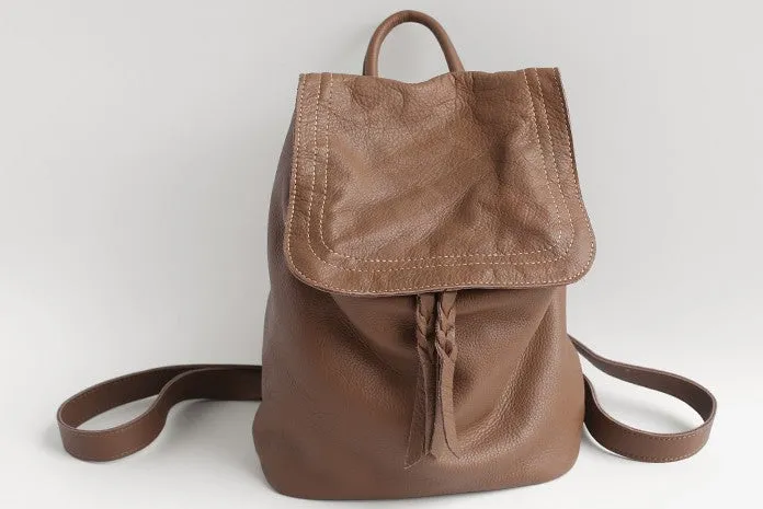 Vintage Soft LEATHER WOMEN Bucket Backpack School Backpack FOR WOMEN