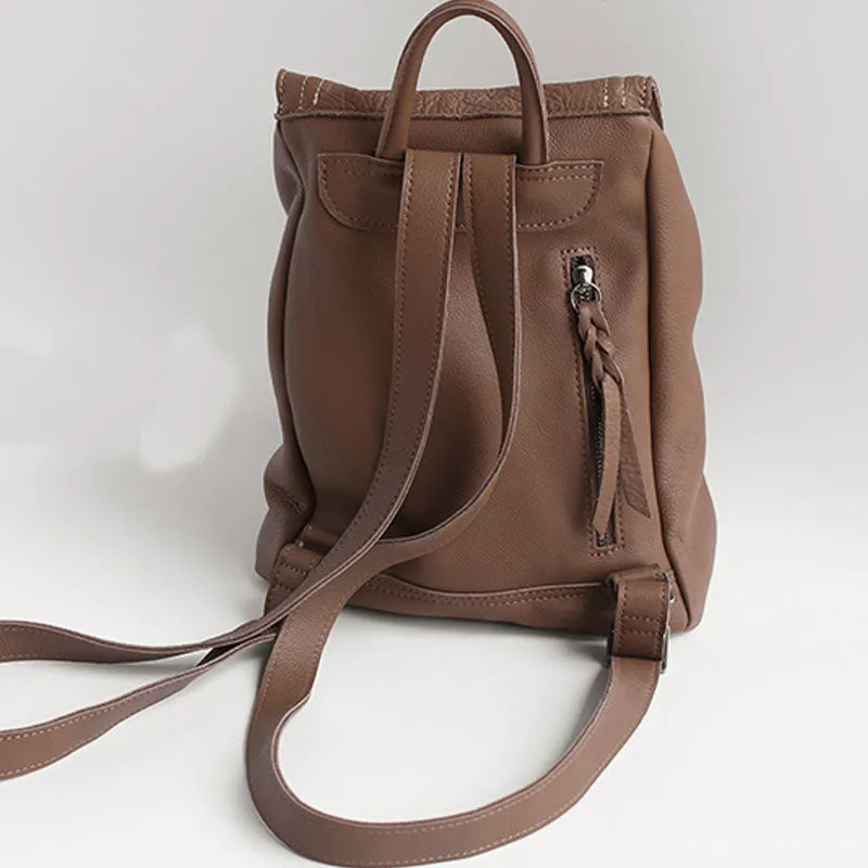 Vintage Soft LEATHER WOMEN Bucket Backpack School Backpack FOR WOMEN