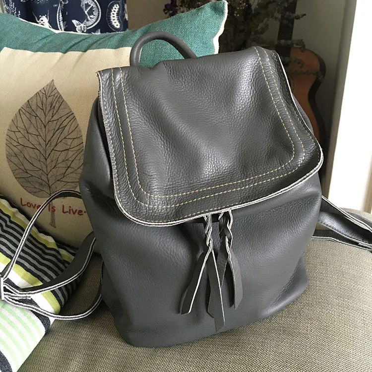 Vintage Soft LEATHER WOMEN Bucket Backpack School Backpack FOR WOMEN
