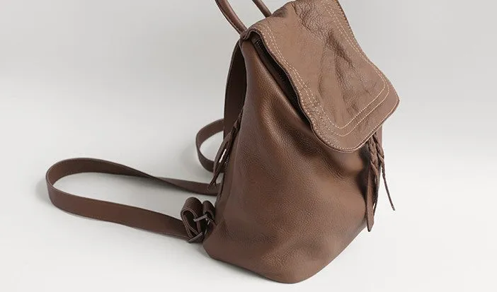 Vintage Soft LEATHER WOMEN Bucket Backpack School Backpack FOR WOMEN
