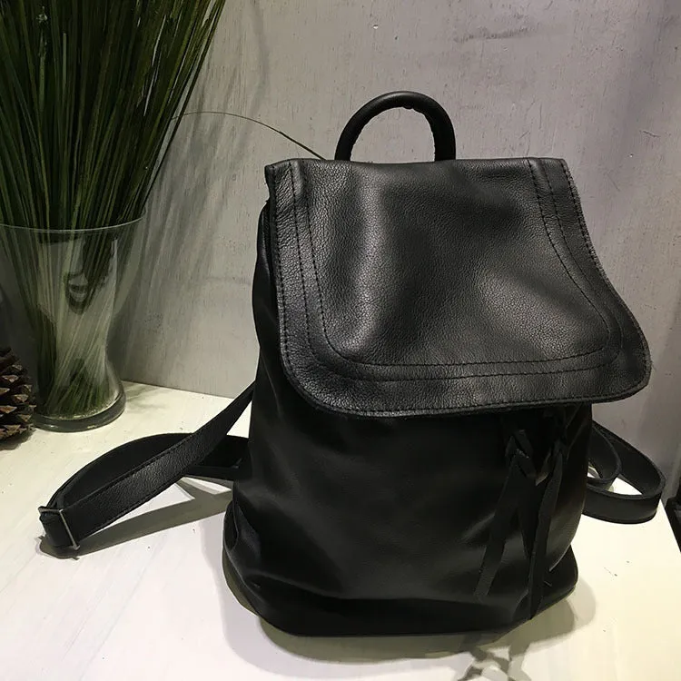 Vintage Soft LEATHER WOMEN Bucket Backpack School Backpack FOR WOMEN