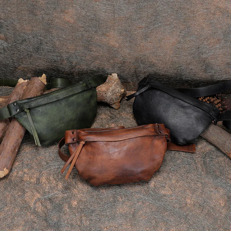 Vintage Women Leather Waist Bag Fanny Pack Handmade Hip Packs for Women