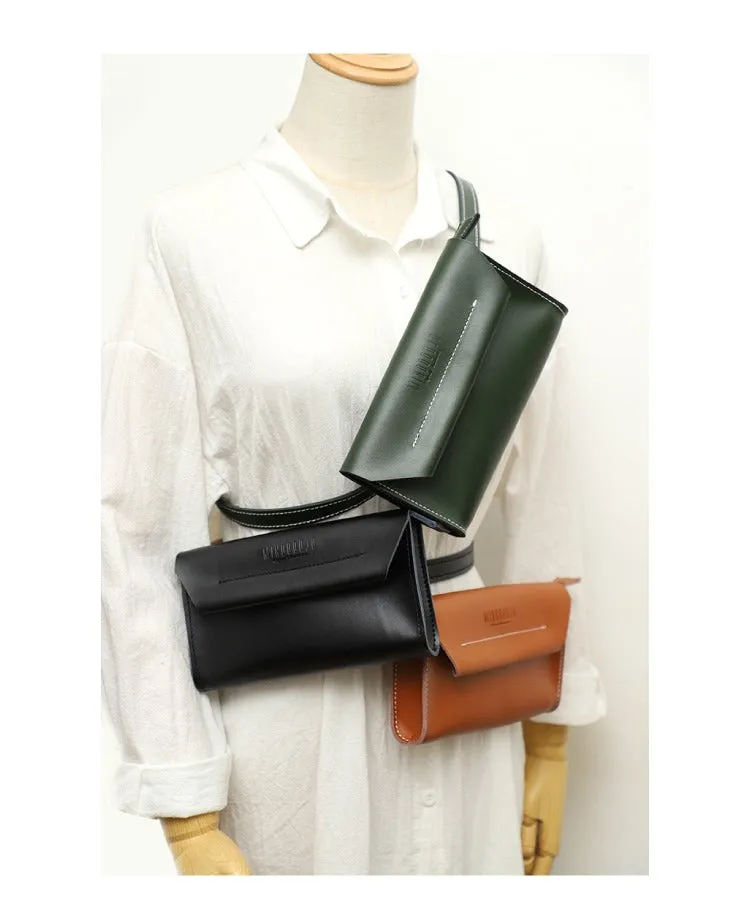 Women LEATHER Fanny Pack Cute WOMEN Black Sling Bag Small Waist BAG FOR WOMEN