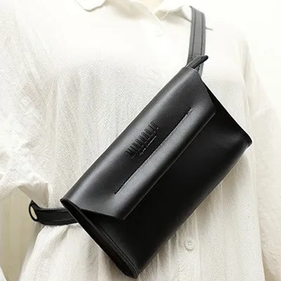 Women LEATHER Fanny Pack Cute WOMEN Black Sling Bag Small Waist BAG FOR WOMEN