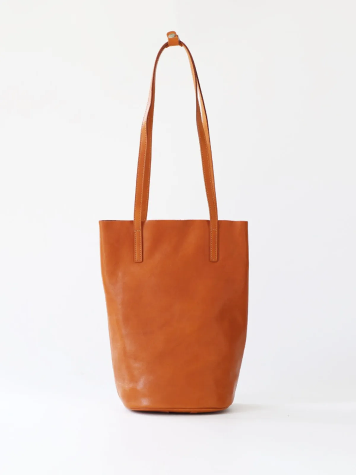 Womens Coffee Leather Bucket Tote Purse Vertical Tote Shopper Shoulder Bag for Ladies
