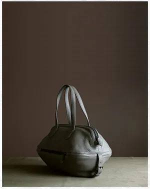 Womens Leather Barrel Shoulder Purse Womens Gray Bucket Leather Handbag Shoulder Bag for Ladies