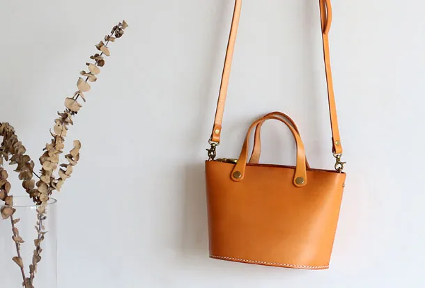 Womens Leather Bucket Bag Shopper Bag Leather Handbag Shoulder Bag for Women