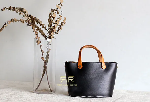 Womens Leather Bucket Bag Shopper Bag Leather Handbag Shoulder Bag for Women