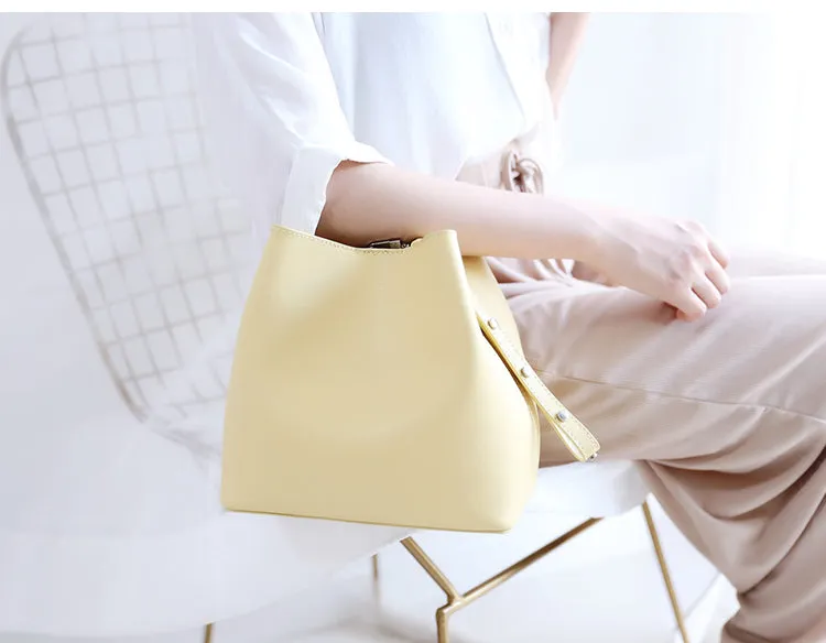 Yellow Cute LEATHER WOMENs Bucket Handbags SHOULDER Purse FOR WOMEN