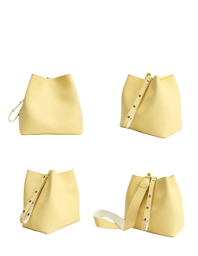 Yellow Cute LEATHER WOMENs Bucket Handbags SHOULDER Purse FOR WOMEN