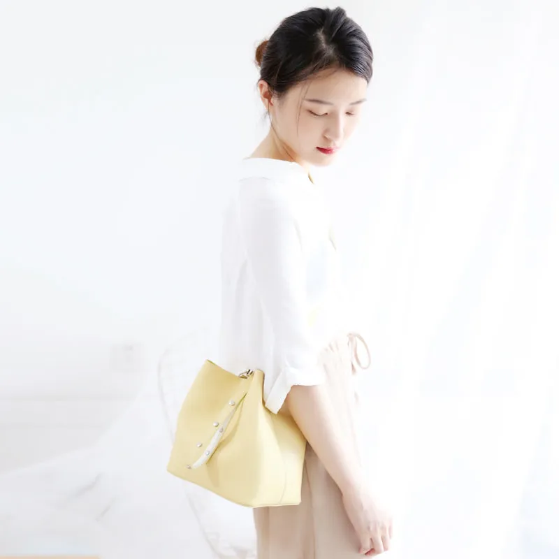 Yellow Cute LEATHER WOMENs Bucket Handbags SHOULDER Purse FOR WOMEN